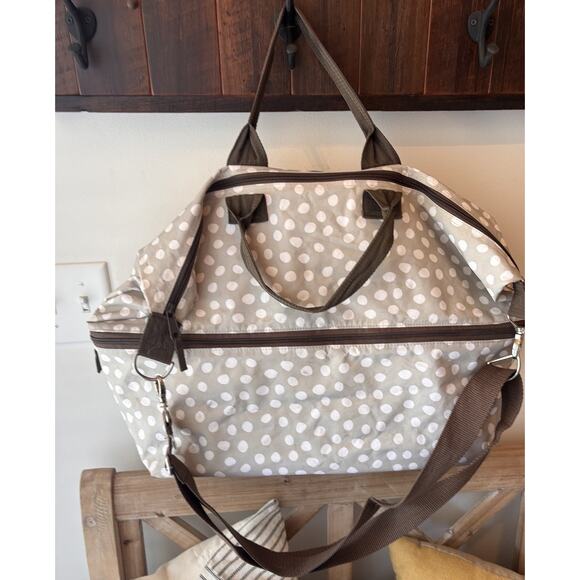 EUC Thirty-One 31 Expand-A-Tote Polka Dot Taupe Bag - Picture 1 of 6